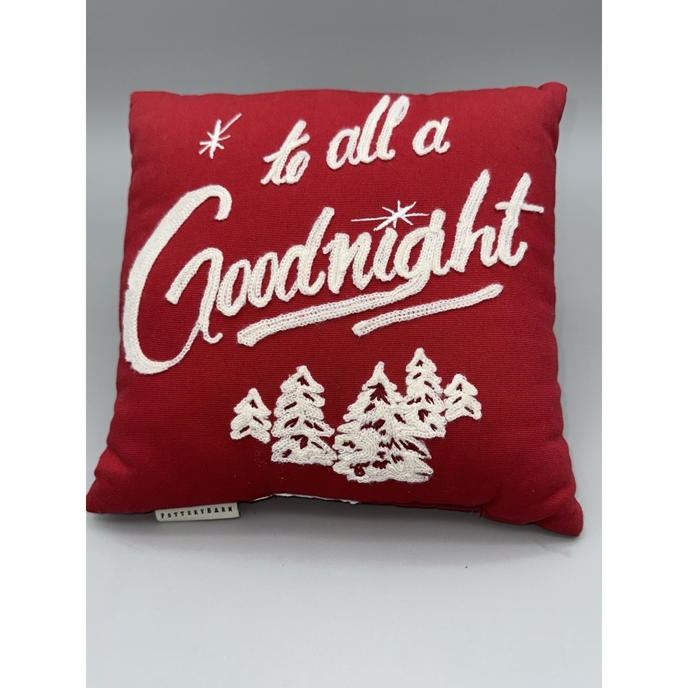 Pottery Barn Christmas Pillow Red White Farmhouse Holiday Decor 12" Cabin